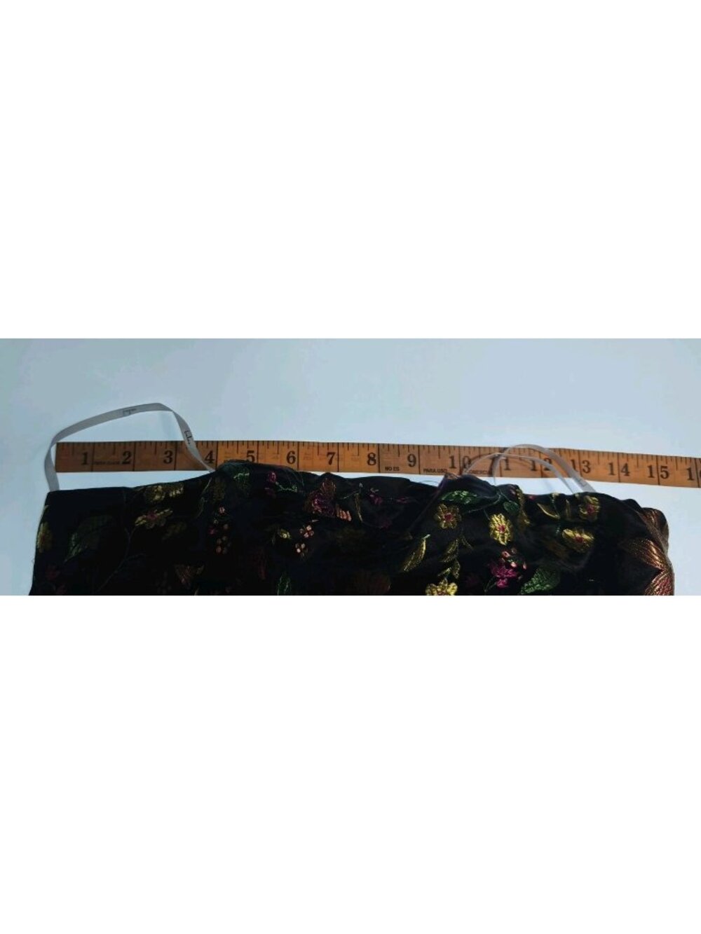 Lulus Size Small Black Satin Floral Jacquard Strapless Midi Dress NWT Metallic - Picture 9 of 16